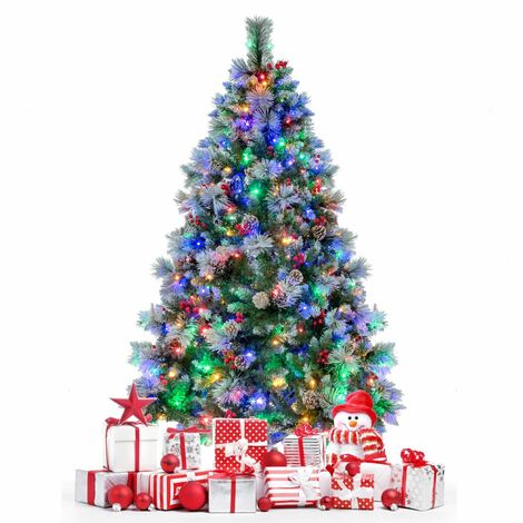 7FT Pre-Lit Artificial Christmas Tree Hinged Xmas Tree 400 LED Lights 11 Modes (1/5)