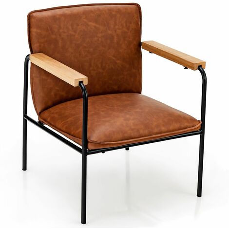 PU Leather Accent Chair Upholstered Armchair With Comfy Backrest & Seat Cushion (1/5)