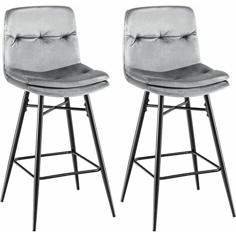 Set of 2 Bar Stools Velvet Counter Height Chair Upholstered High Dining Chairs