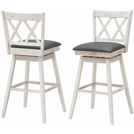 Set of 2 Bar Stools Counter Height Chair Pub 360 °Swiveling Upholstered Seat 29" (1/5)
