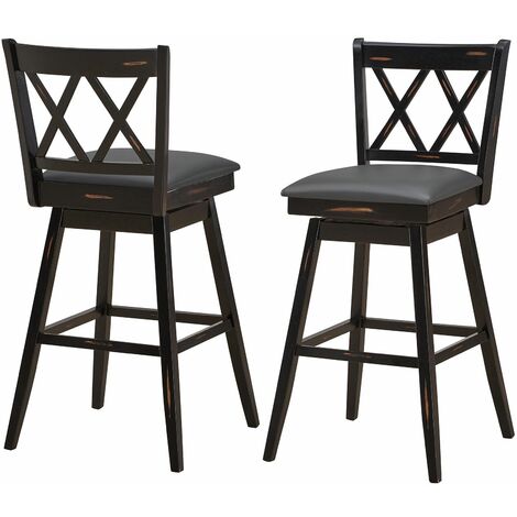 Set of 2 Bar Stools Counter Height Chair Pub 360 °Swiveling Upholstered Seat 29" (1/5)