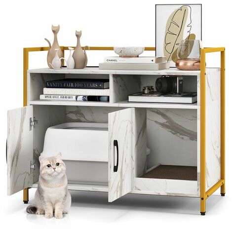 Large Cat Litter Box Enclosure Furniture Wooden Kitty Washroom Hidden Cabinet