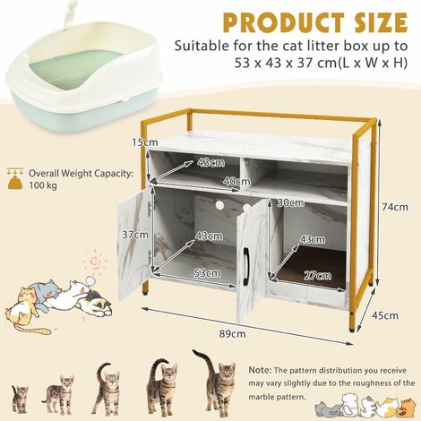 Large Cat Litter Box Enclosure Furniture Wooden Kitty Washroom Hidden Cabinet