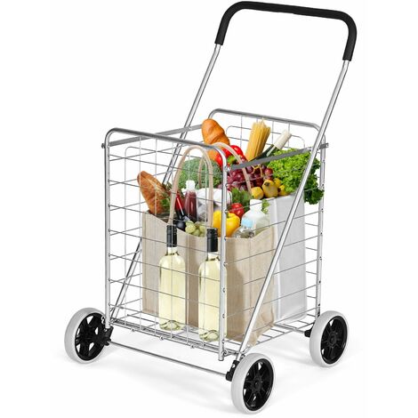 Folding Shopping Cart Portable Utility Grocery Versatile Rolling Cart 83L Basket (1/5)