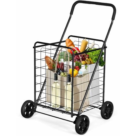Folding Shopping Cart Portable Utility Grocery Versatile Rolling Cart 83L Basket (1/5)