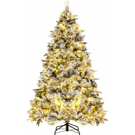 6FT Artificial Christmas Tree Flocked Xmas TreeW/ Pine Needles 250 LED Lights (1/5)