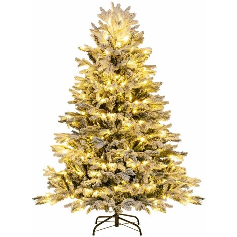 4.5FT Pre-Lit Artificial Christmas Tree Snow-flocked Xmas Tree 200 LED Lights (1/5)
