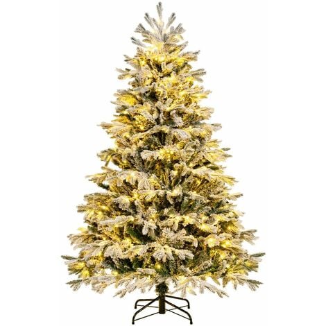 6FT Pre-Lit Artificial Christmas Tree Snow-flocked Xmas Tree 350 LED Lights