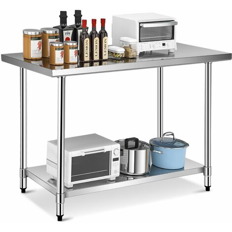 Stainless Steel Kitchen Prep Table Rolling Work Table Commercial Catering Table (1/5)