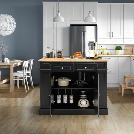 Kitchen Island, Storage Cabinet with Casters, Kitchen Cupboard Storage Organizer