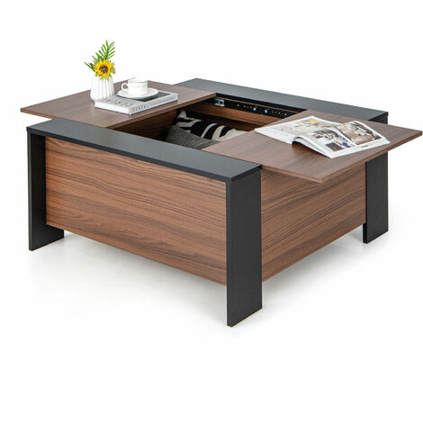 92cm Coffee Table w/Sliding Top Square Center Table Extendable Cocktail Tea Table