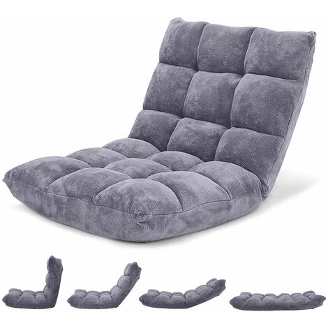 14 Position Adjustable Floor Chair Padded Gaming Sofa Recliner Lounger with Back (1/5)