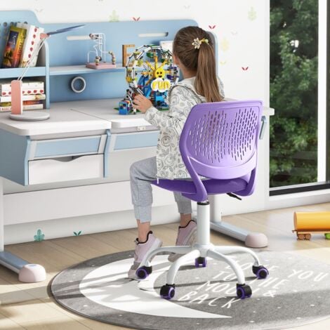 Kids School Desk Chair Ergonomic Study Chair Adjustable Rolling Swivel-Purple