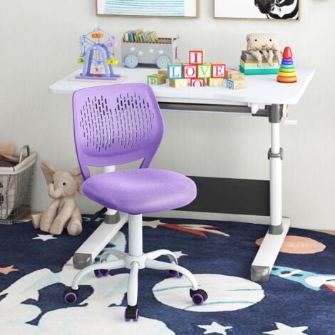 Kids School Desk Chair Ergonomic Study Chair Adjustable Rolling Swivel-Purple