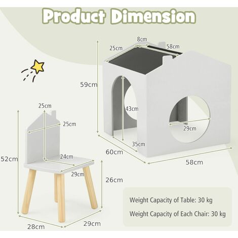 Kids Table and Chair Set Children Wooden Children Activity Desk W/ Chalkboards