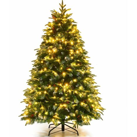 5FT Pre-Lit Artificial Christmas Tree Snowy Xmas Tree 250 LED 11 Lighting Modes (1/5)