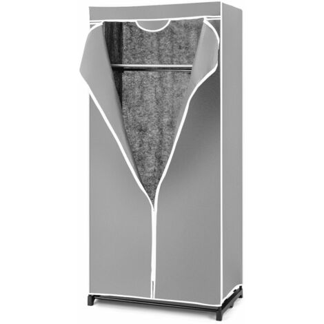 Single Fabric Wardrobe Folding Clothes Closet with Hanging Rail and Zippers
