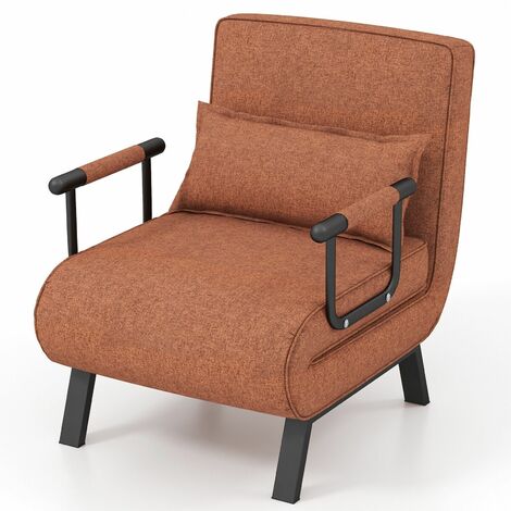 Convertible Single Folding Sofa Bed Sleep Chair 6 Positions Adjustable Backrest