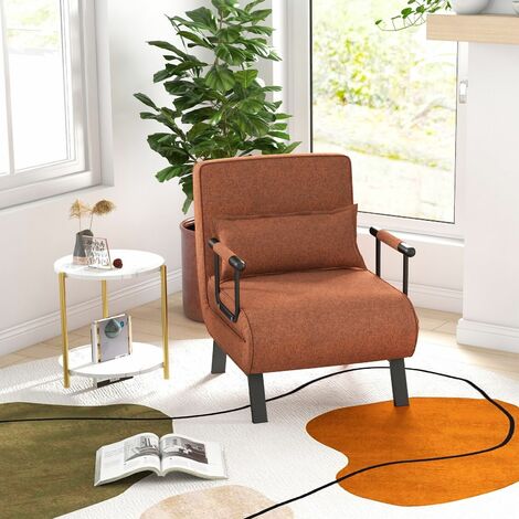 Convertible Single Folding Sofa Bed Sleep Chair 6 Positions Adjustable Backrest