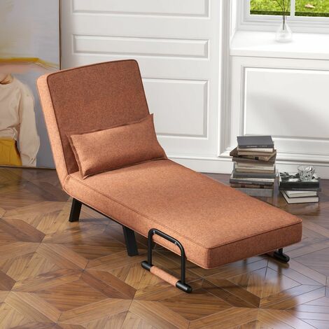 Convertible Single Folding Sofa Bed Sleep Chair 6 Positions Adjustable Backrest