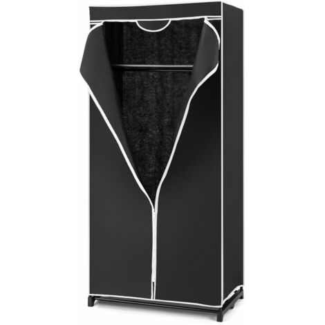 Single Fabric Wardrobe Folding Clothes Closet with Hanging Rail and Zippers (1/5)