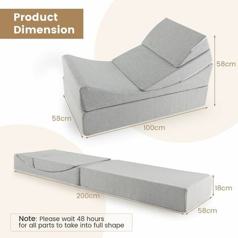 Convertible Folding Sofa Bed 4-in-1 Floor Futon Sleeper Chair High-density Foam
