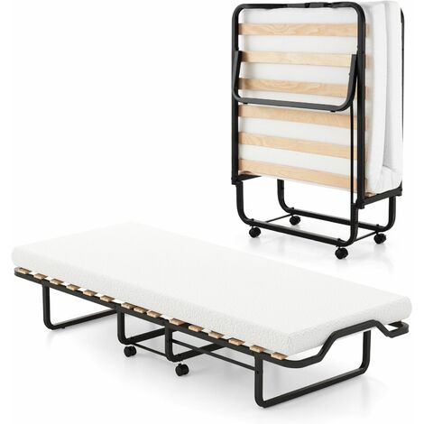 Folding Bed Rollaway Bed Portable Metal Guest Bed With 10cm Memory Foam Mattress (1/5)