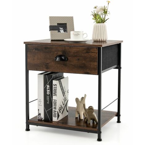 2-tier Nightstand Bedside End Sofa Coffee Table Beside Storage Table With Drawer