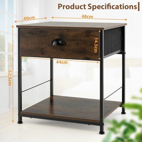 2-tier Nightstand Bedside End Sofa Coffee Table Beside Storage Table With Drawer