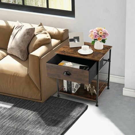 2-tier Nightstand Bedside End Sofa Coffee Table Beside Storage Table With Drawer
