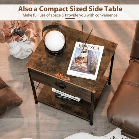 2-tier Nightstand Bedside End Sofa Coffee Table Beside Storage Table With Drawer