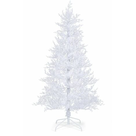 6FT Pre-Lit Artificial Christmas Tree White Flocked Xmas Tree 300 LED 11 Modes