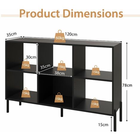 Wooden Storage Bookcase 6 Cube Open Bookshelf Home Office Display Cabinet Rack