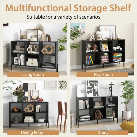 Wooden Storage Bookcase 6 Cube Open Bookshelf Home Office Display Cabinet Rack