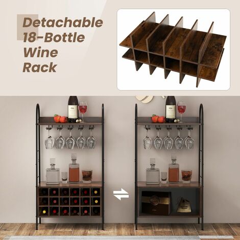 Industrial Detachable Wine Bar Storage Sideboard Freestanding Wine Bar Cabinet