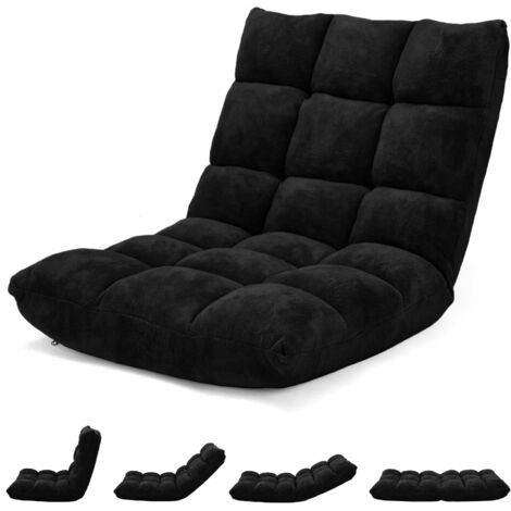 14 Position Adjustable Floor Chair Padded Gaming Sofa Recliner Lounger with Back