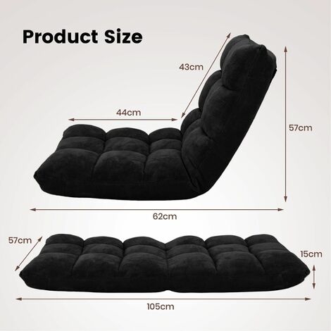 14 Position Adjustable Floor Chair Padded Gaming Sofa Recliner Lounger with Back