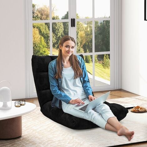 14 Position Adjustable Floor Chair Padded Gaming Sofa Recliner Lounger with Back