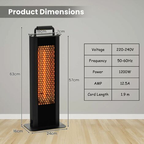 1200W Patio Heater Portable Electric Heater w/ Double-Sided Heating Waterproof