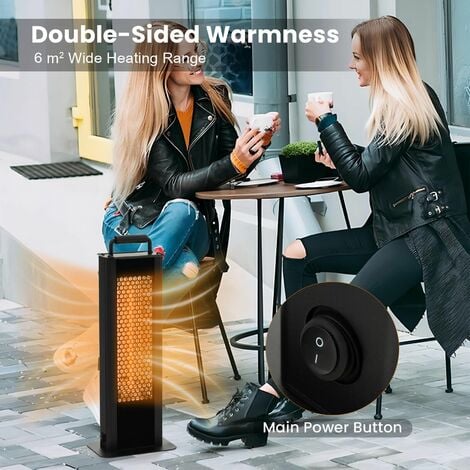 1200W Patio Heater Portable Electric Heater w/ Double-Sided Heating Waterproof