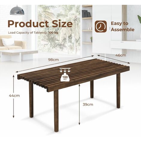 Modern Coffee Table Accent Center Tea Table Cocktail Table with Slatted Tabletop