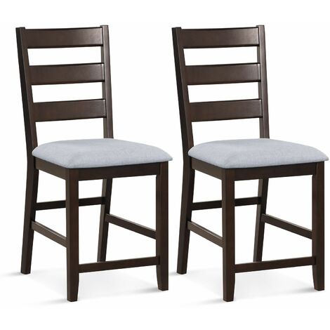 Set of 2 Bar Stools Counter Height Chair Pub Dining Chairs With Padded Seat