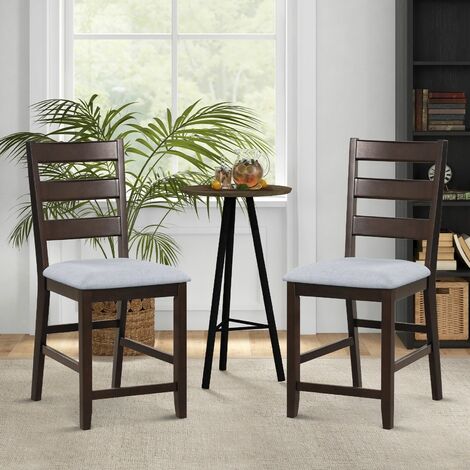 Set of 2 Bar Stools Counter Height Chair Pub Dining Chairs With Padded Seat