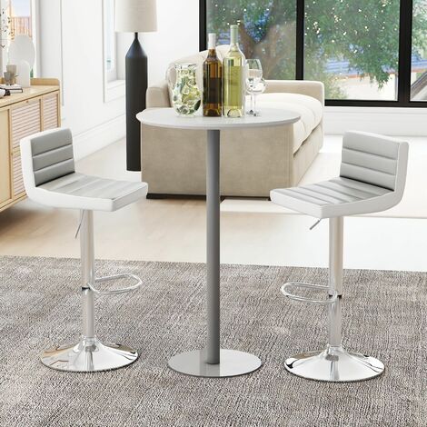 Set of 2 Bar Stools Adjustable Swivel PU LeatherCounter Height Pub Dining Chairs