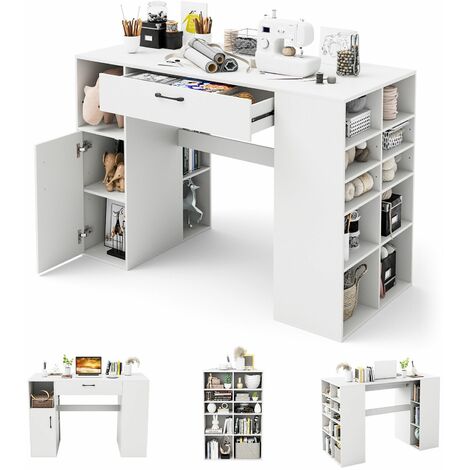 Counter Height Sewing Table Artwork Sewing Workstation With 14 Open Compartments (1/5)