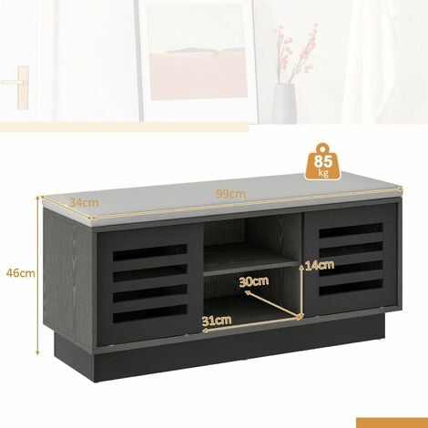 Wooden Shoe Bench Shoe Storage Cabinet Organizer Stool W/ 3 Adjustable Shelves
