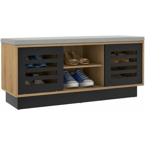 Wooden Shoe Bench Shoe Storage Cabinet Organizer Stool W/ 3 Adjustable Shelves