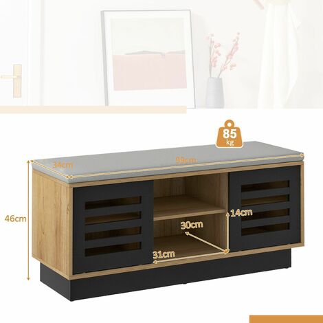 Wooden Shoe Bench Shoe Storage Cabinet Organizer Stool W/ 3 Adjustable Shelves