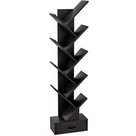 Tree Bookshelf 59” Narrow Free-standing Bookcase Storage Organizer w/10 Shelves (1/5)