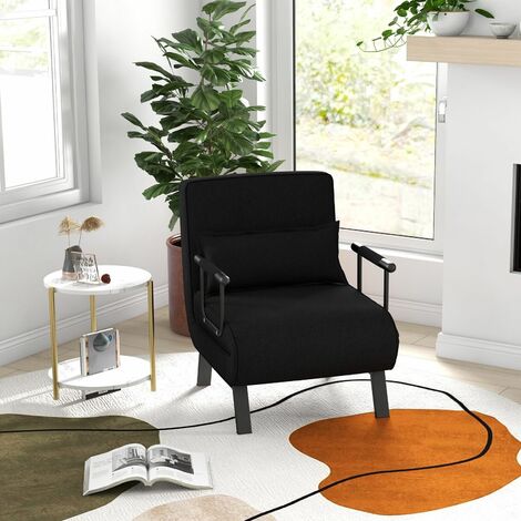 Convertible Single Folding Sofa Bed Sleep Chair 6 Positions Adjustable Backrest